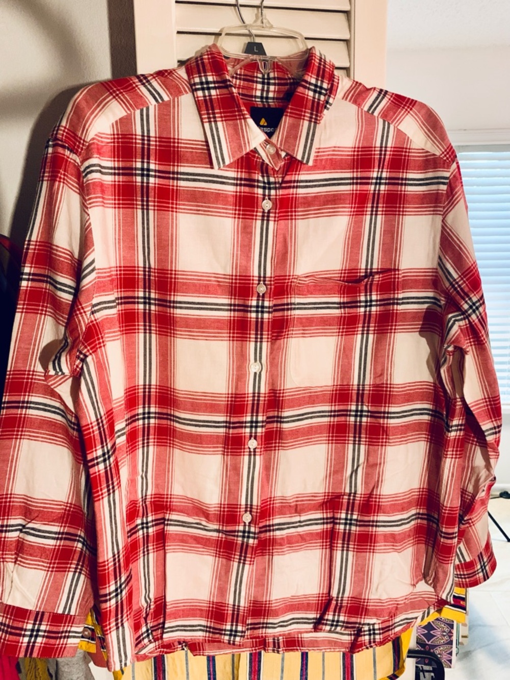 Vintage Lizsport 100% Cotton Button Down Plaid Flannel Shirt Large